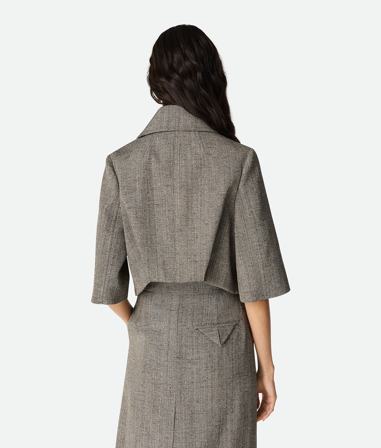 Viscose and silk jacket BOTTEGA VENETA, синий/белый/коричневый — фото 3