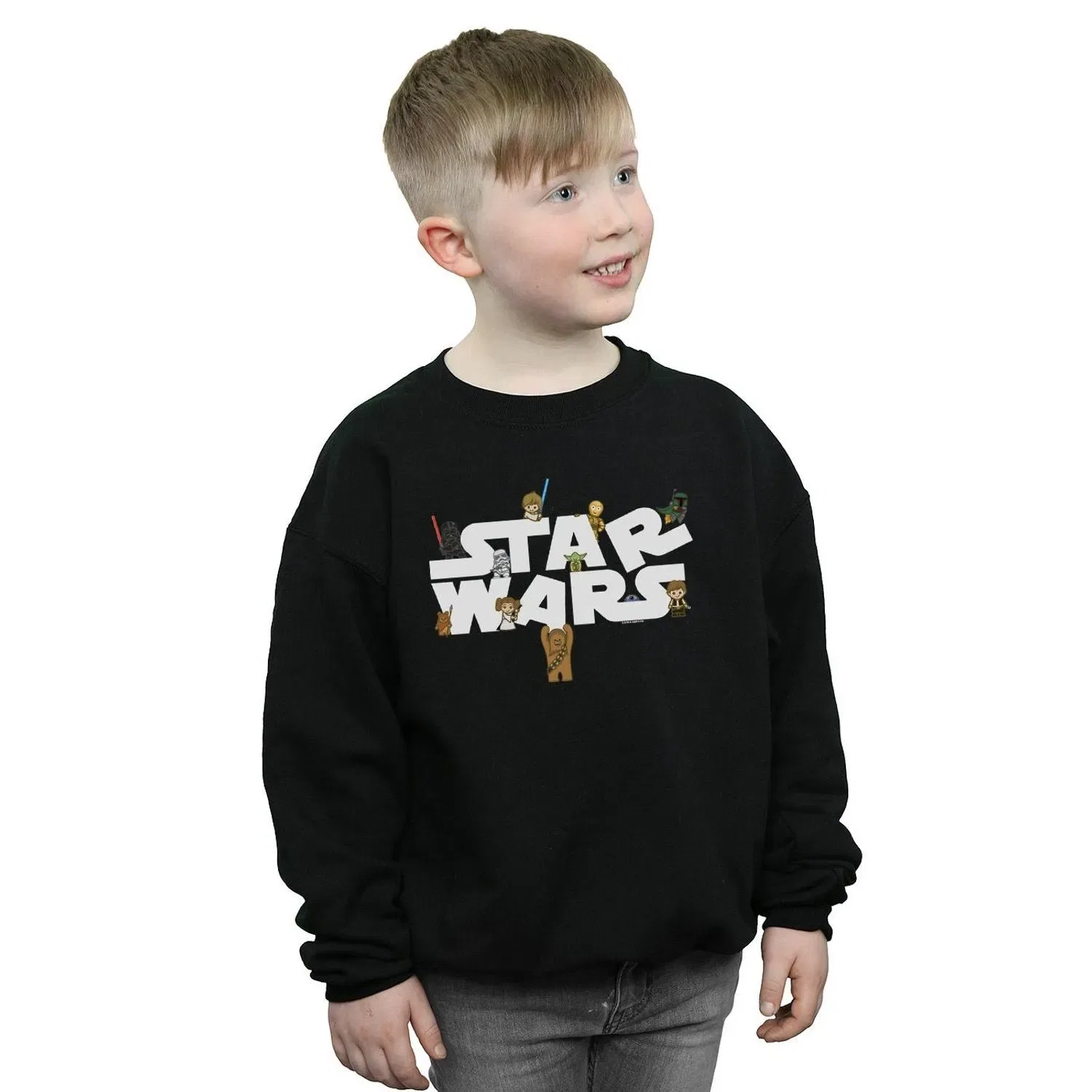 Детский свитшот с принтом Star Wars, черный