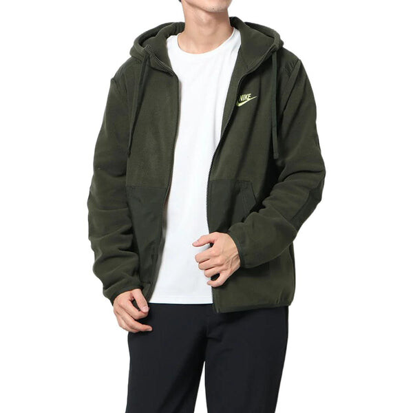 Куртка Men's Nike Sportswear Style Essentials+ Logo Embroidered Suede Hooded Solid Color Jacket Green, мультиколор — фото 3