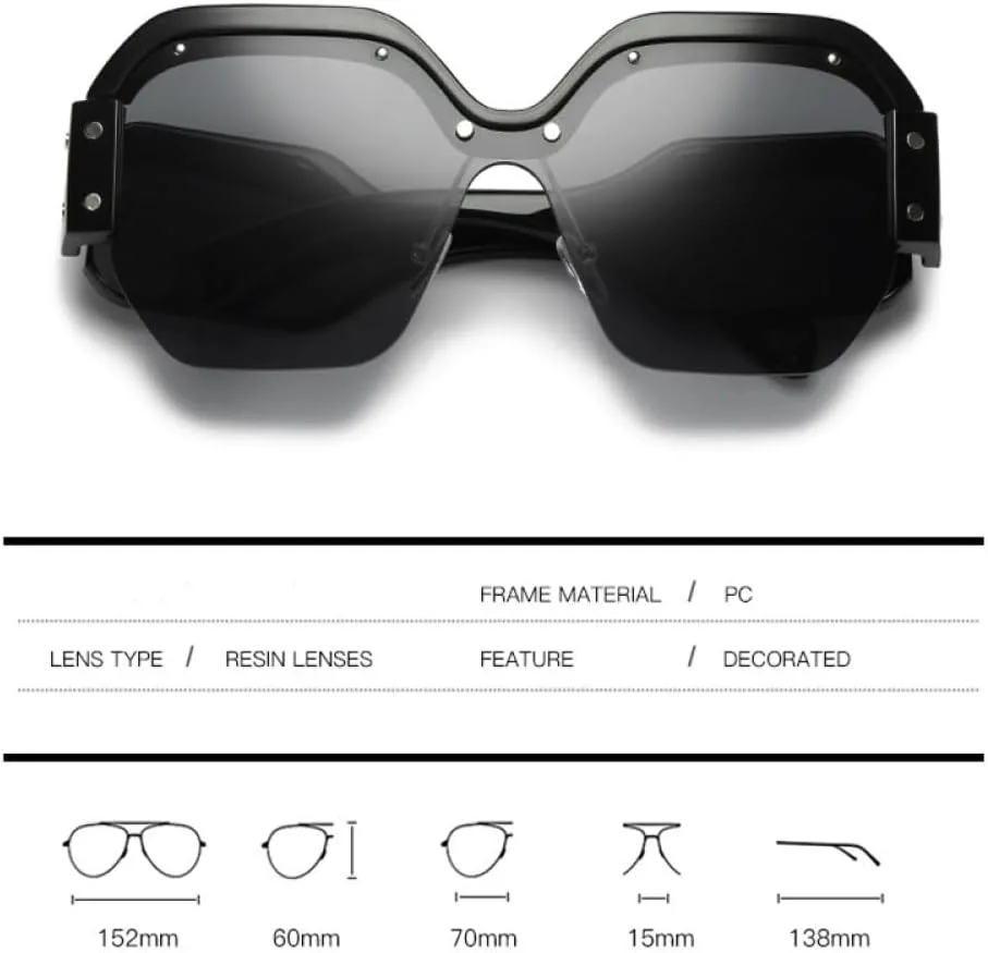 

Женские винтажные солнцезащитные очки без оправы, большие, с широкой оправой, мужские роскошные ретро-очки, женские очки с защитой от УФ-излучения UV400 TYUVIVO, Blue