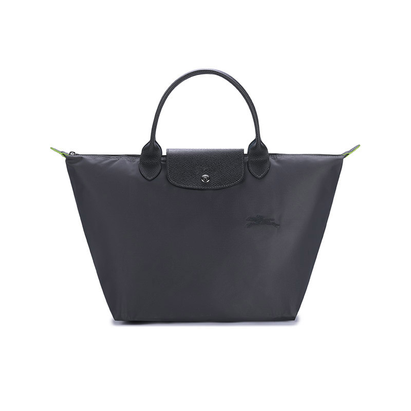 

LONGCHAMP Переработанная холщовая сумка с кожаной отделкой, Graphite Gray