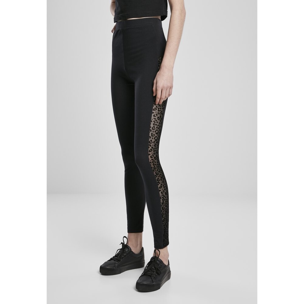 

Леггинсы Urban Classics Flock Lace Stripe, черный