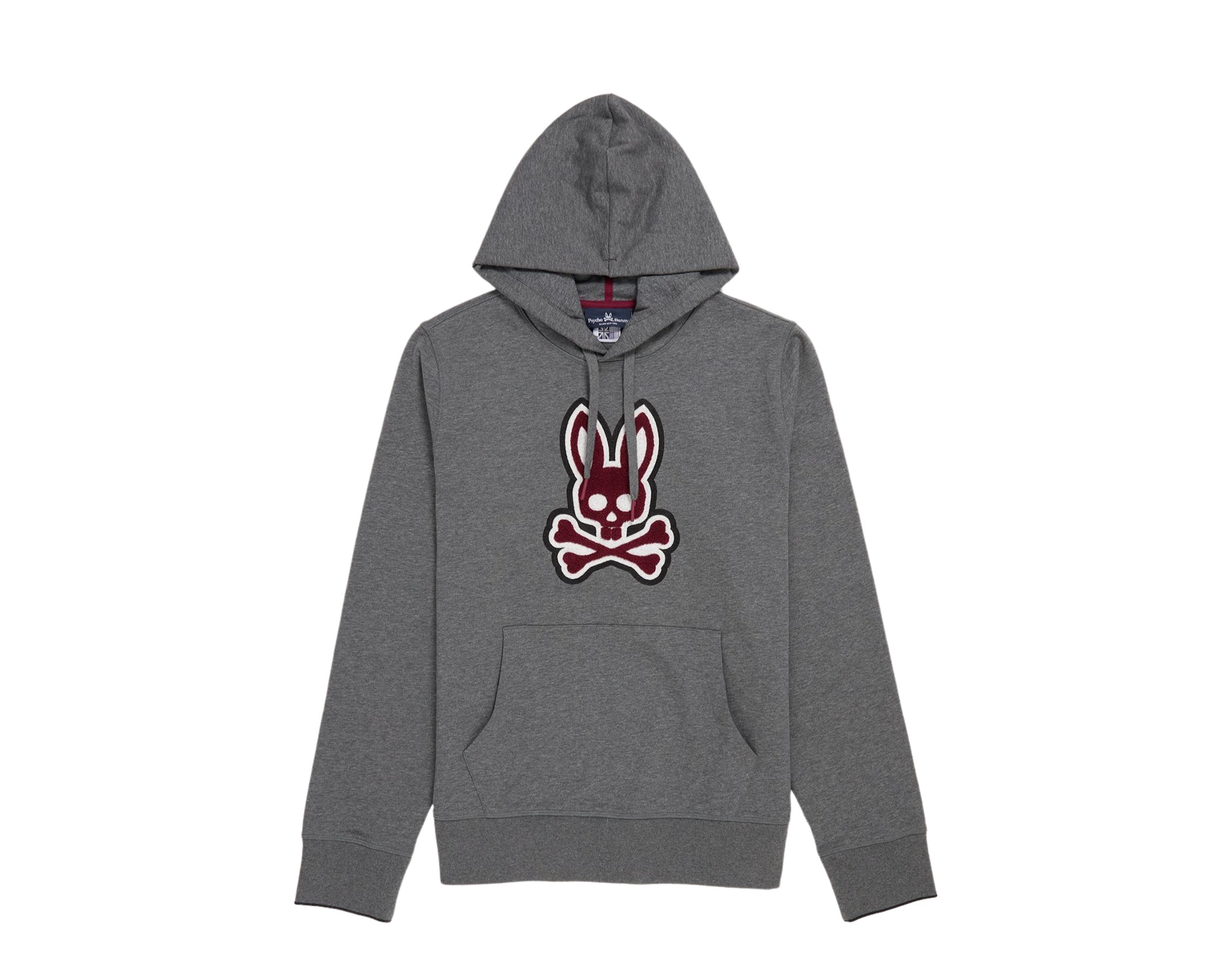 

Psycho Bunny Patchin Chenille Bunny Logo Серая мужская толстовка с капюшоном B6H849U1FT-HST, серый