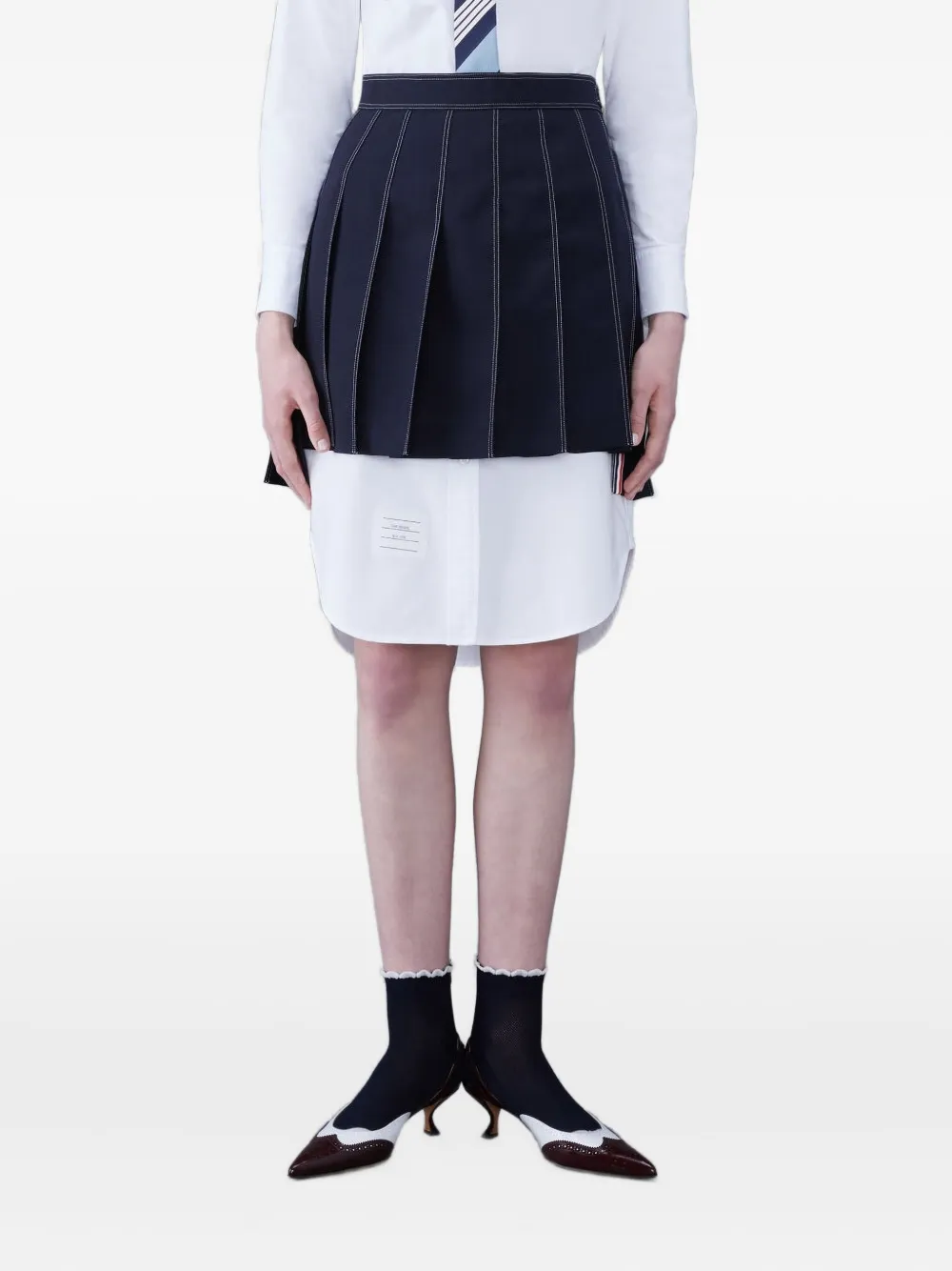 

Плиссированная мини-юбка THOM BROWNE, синий