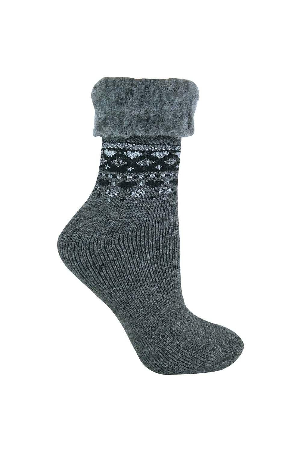 

Теплые зимние носки с перевернутым верхом в скандинавском стиле Sock Snob, серый