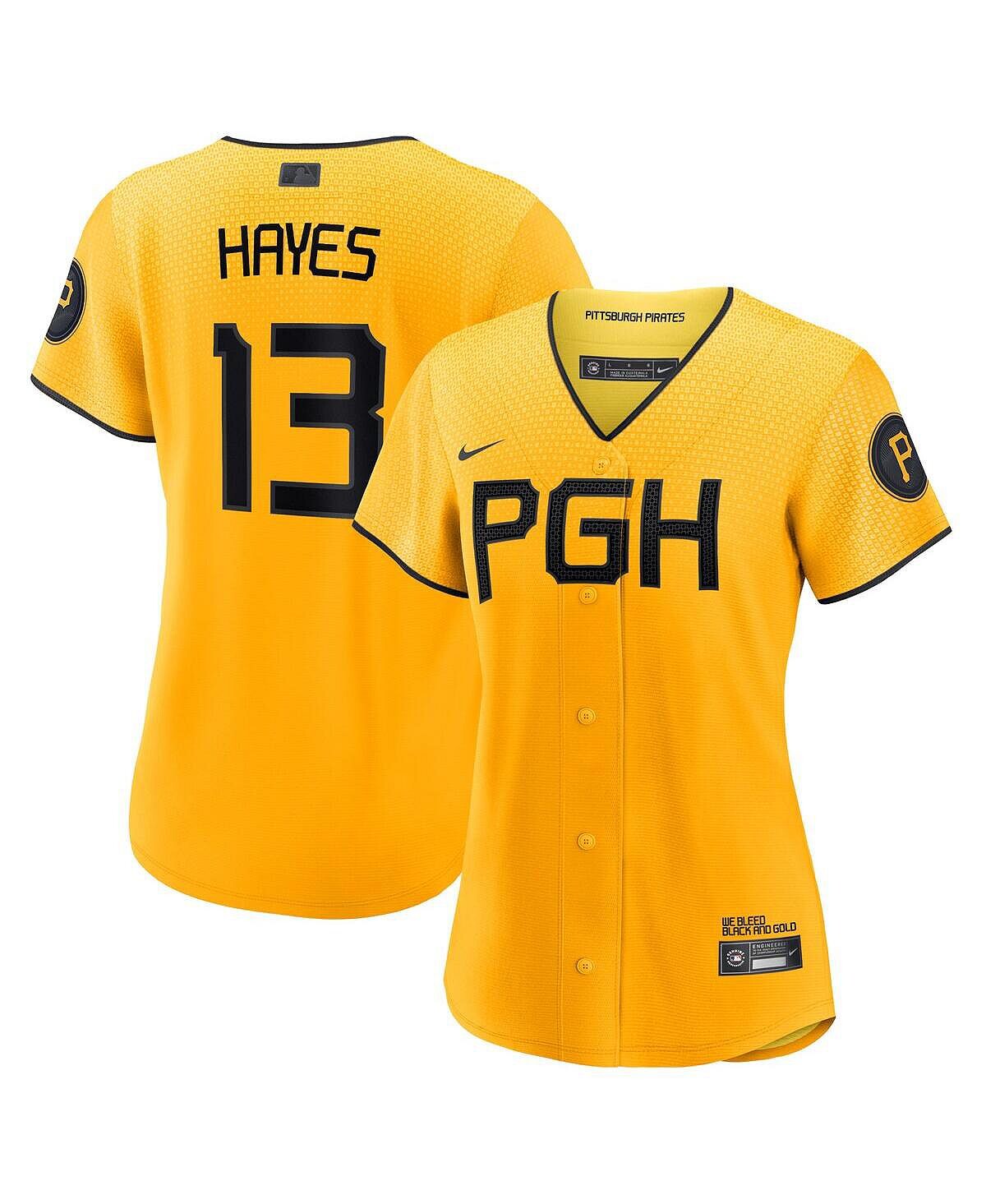 

Женская футболка Ke'Bryan Hayes Gold Pittsburgh Pirates 2023 City Connect Replica Player Jersey Nike, золотой, Желтый, Женская футболка Ke'Bryan Hayes Gold Pittsburgh Pirates 2023 City Connect Replica Player Jersey Nike, золотой