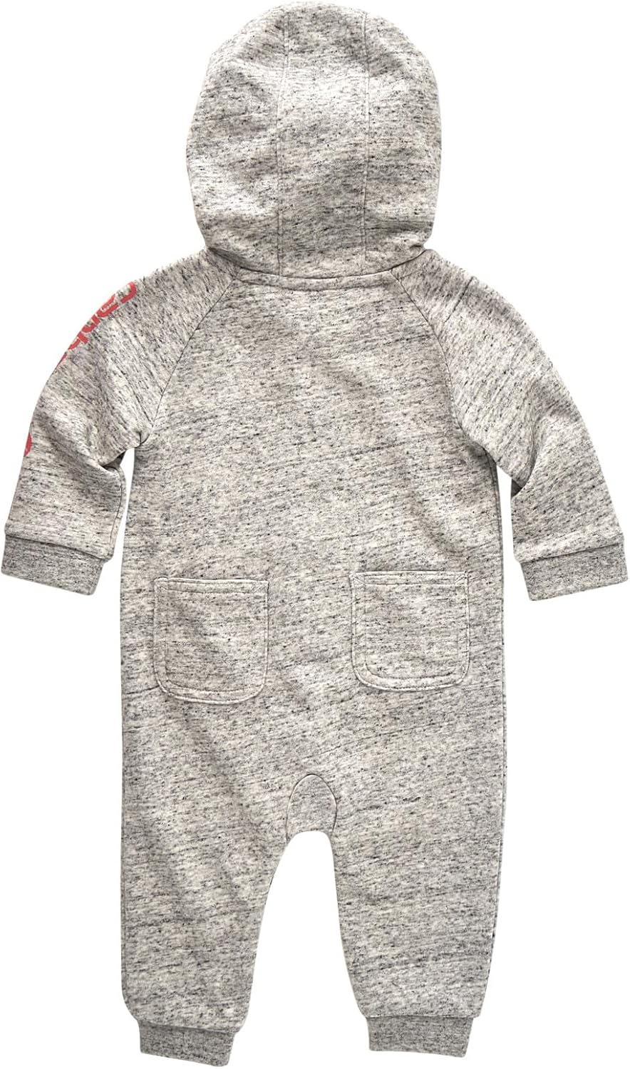 Carhartt baby-girls Baby Girls комбинезон с длинным рукавом, капюшоном и молнией, без ножек, цельный худи, Ash Heather Light Grey — фото 2