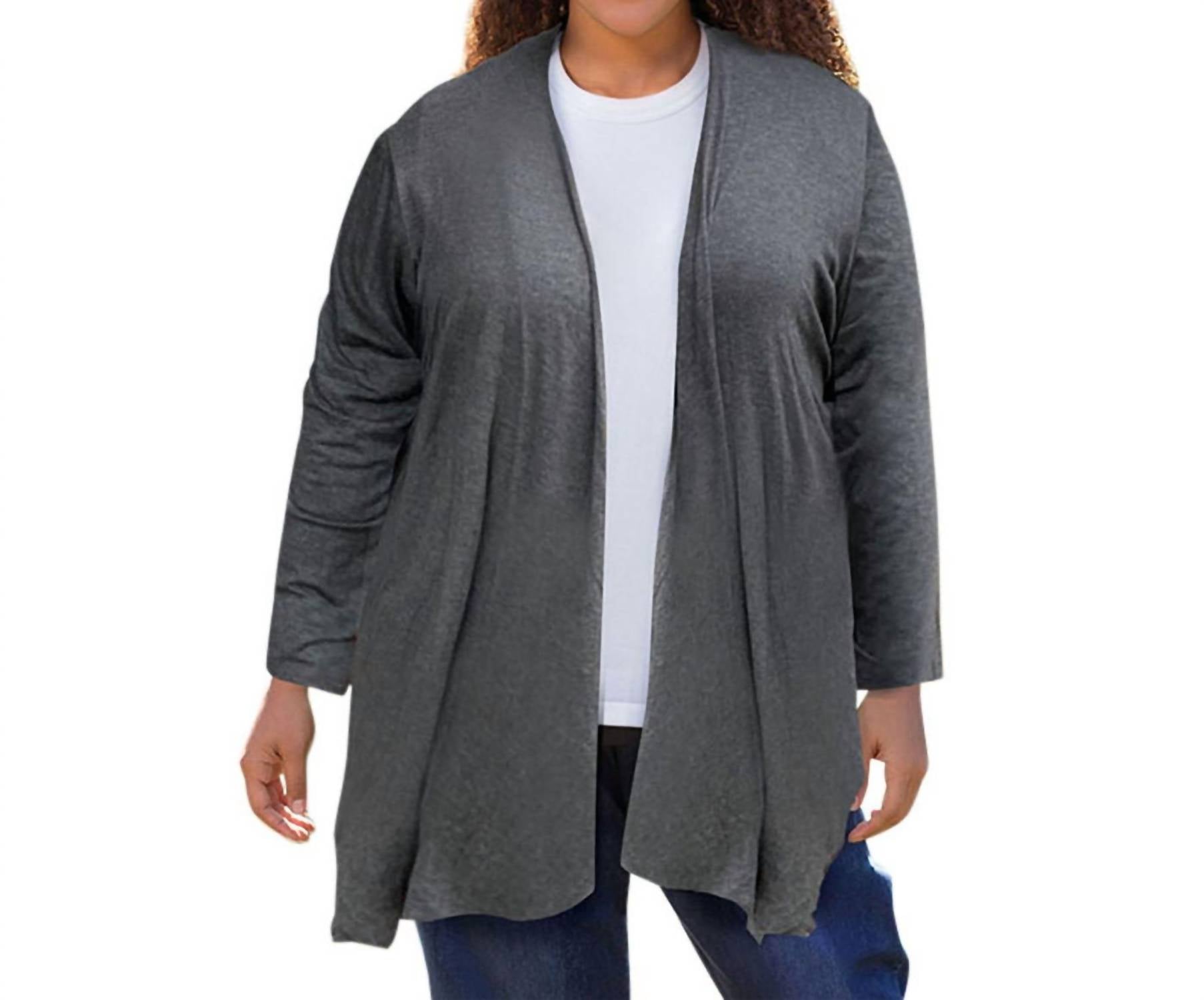 

Кардиган с длинными рукавами и драпировкой - Plus In Heather Grey On The Plus Side