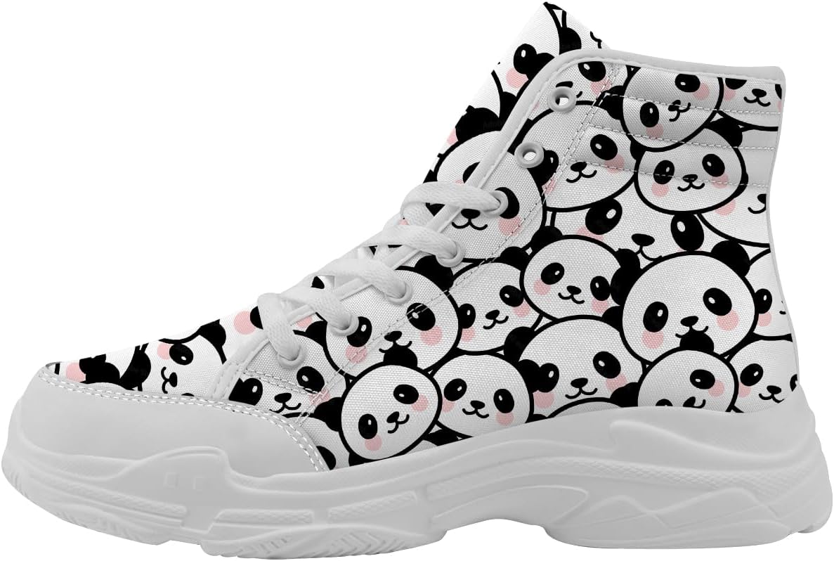 

Кроссовки Panda High Top для женщин, милые высокие кеды на шнуровке с платформой, подарки для нее и для него Generic, белый/черный