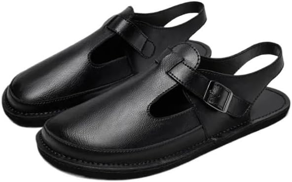 

Мужские сандалии Zestrelax, с регулируемым ремешком, кожаные, летние повседневные и домашние шлепанцы, черный