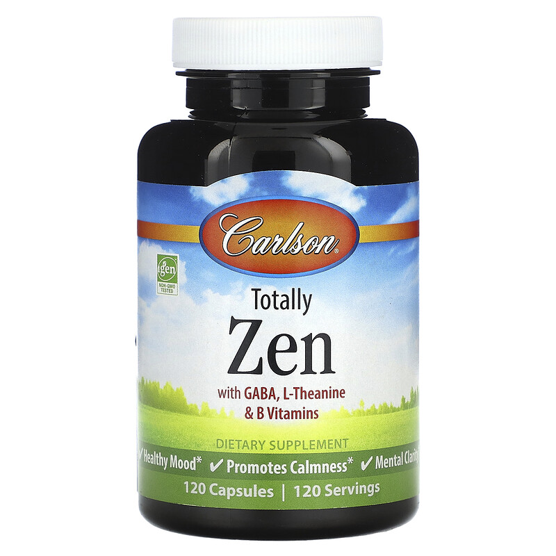 

Carlson, Totally Zen с ГАМК, L-теанином и витаминами группы B, 120 капсул