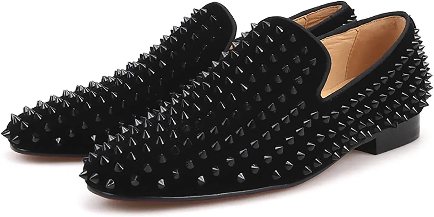 Лоферы замшевые HI&HANN, модель Royal Blue Spike, черный