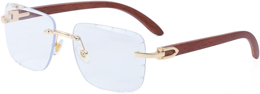 

Роскошные квадратные солнцезащитные очки без оправы для мужчин, солнцезащитные очки с градиентным переходом цвета для женщин, модные винтажные деревянные очки generic, Gold Anti Blue Light