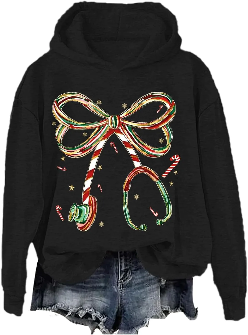 

Рождественский свитшот для медсестры с рисунком Candy Cane SIMJEW