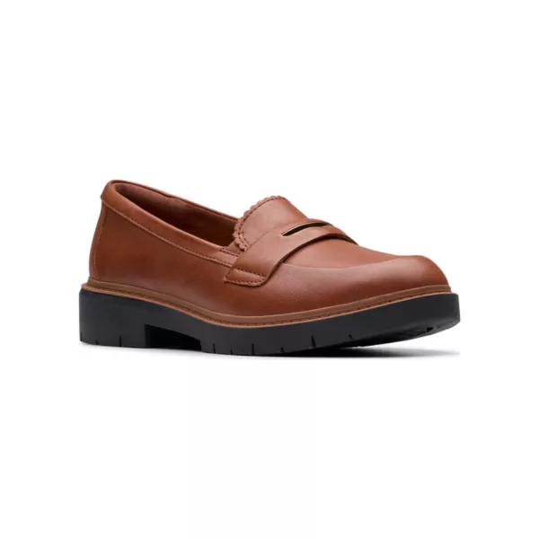 Вестлинн светящиеся женские кожаные лоферы на массивной подошве Clarks, цвет tan leather