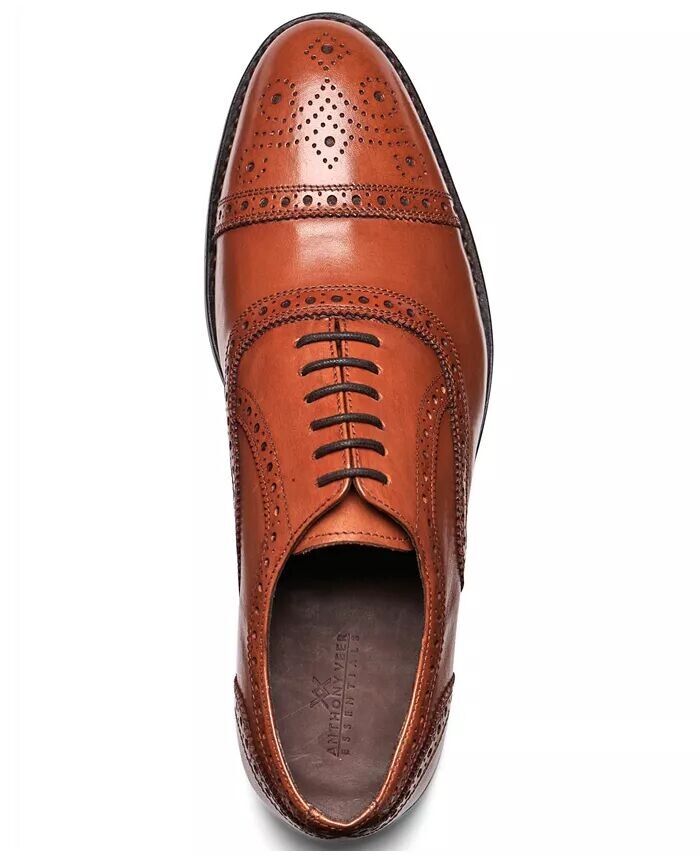 Мужские туфли Ford Quarter Brogue Oxford на резиновой подошве со шнуровкой Anthony Veer, коричневый — фото 4