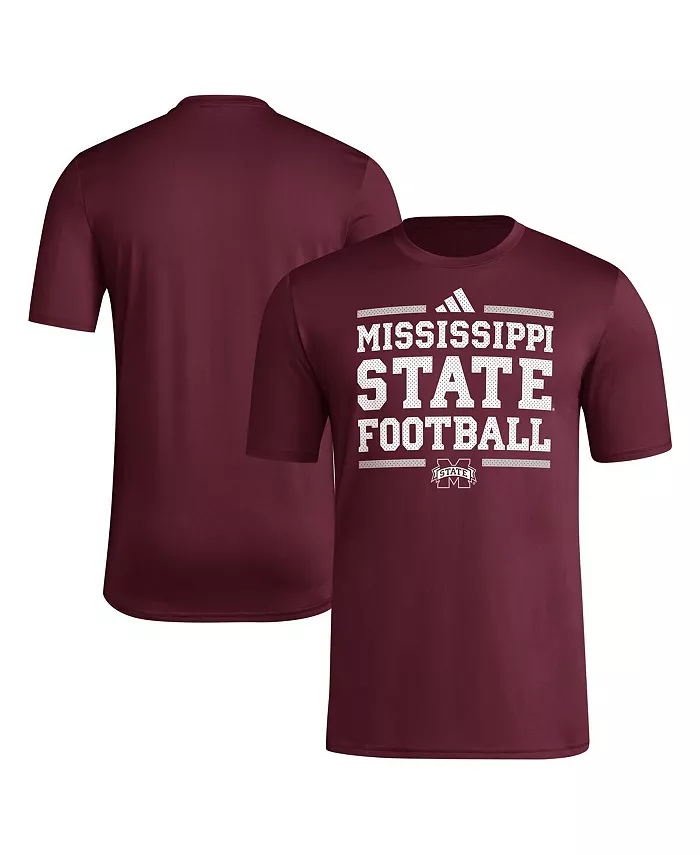 

Мужская футболка Mississippi State Bulldogs Locker Football Pre-Game AEROREADY бордового цвета adidas