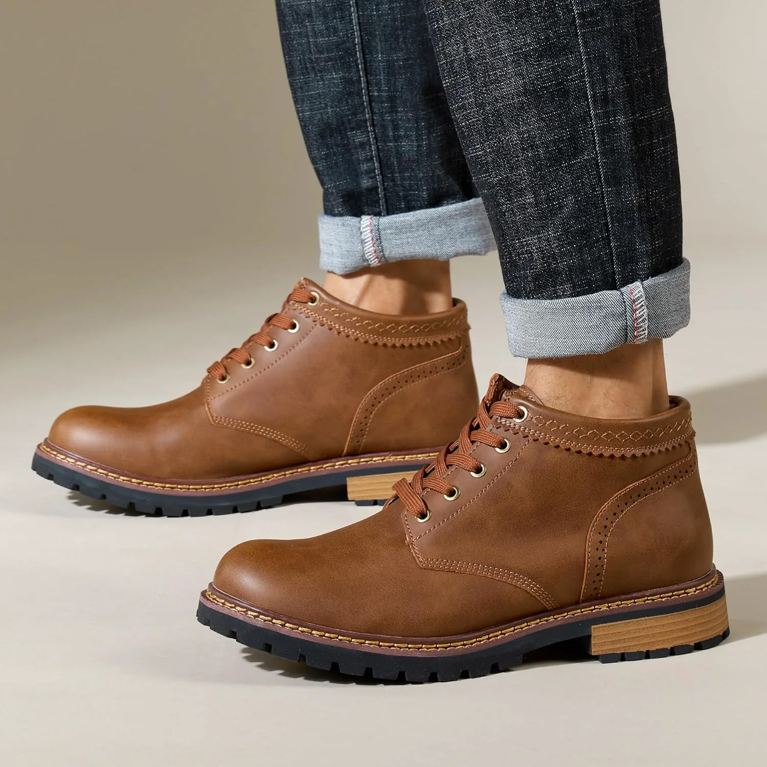 

Мужские ботинки Челси, ковбойские ботинки, повседневная и праздничная обувь, панк-рок и вестерн ботинки DZBAJRQM, коричневый