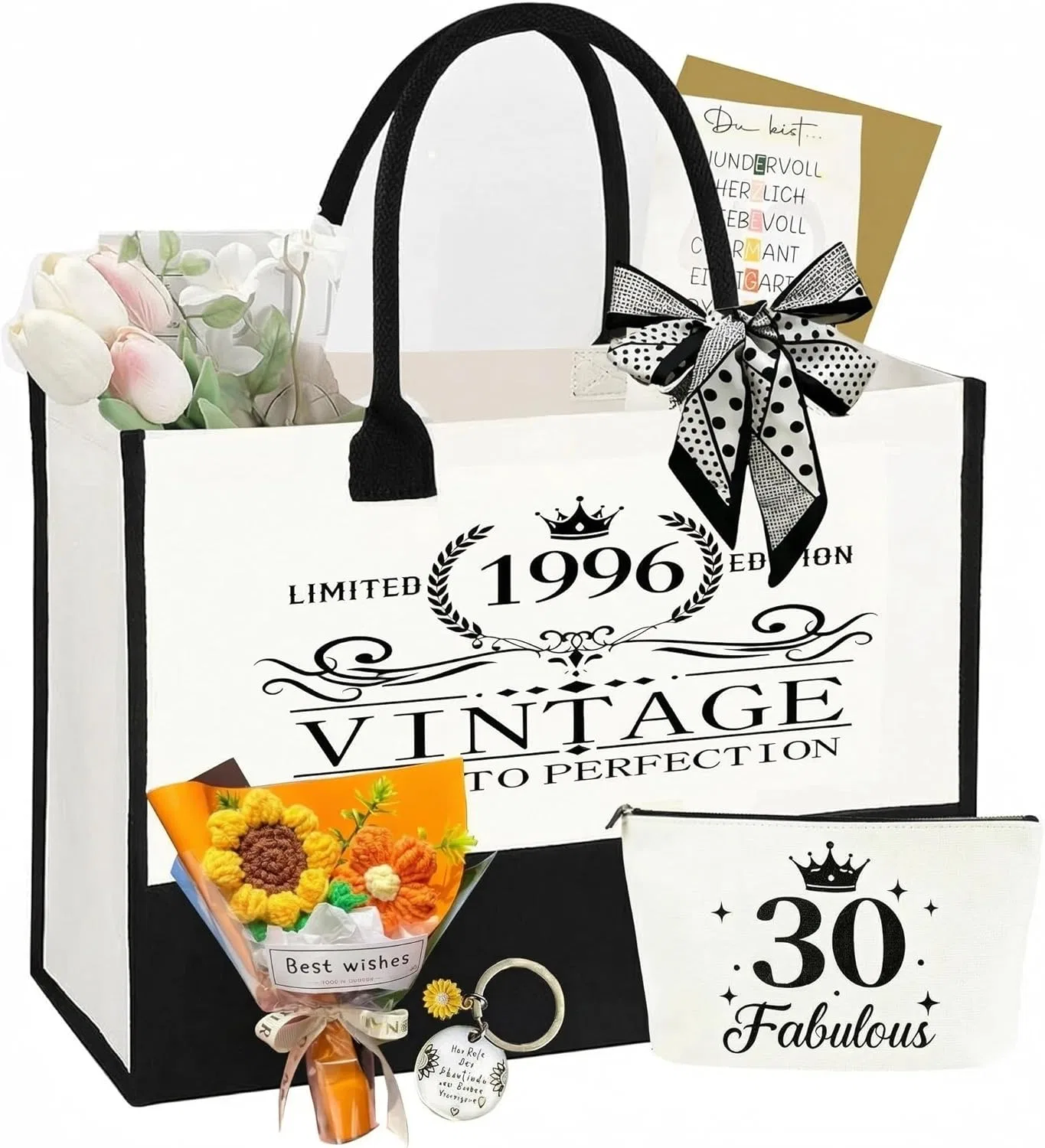 Подарочный набор для женщин на 30-летие: сумка-шоппер и косметичка «Vintage 1996» No brand