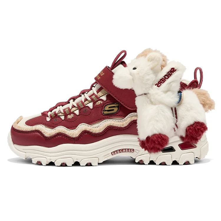 Skechers Kids D'lites anti kick устойчивые к истиранию термо низкие кроссовки для подростков красные — фото 3