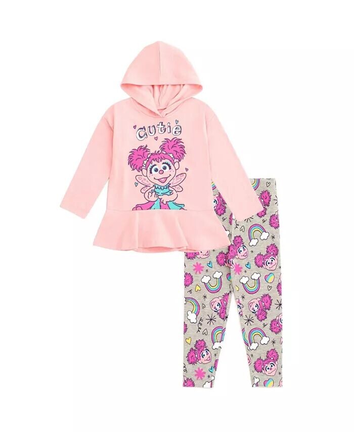 

Комплект из худи и леггинсов из радужного флиса для маленьких девочек Sesame Street, розовый