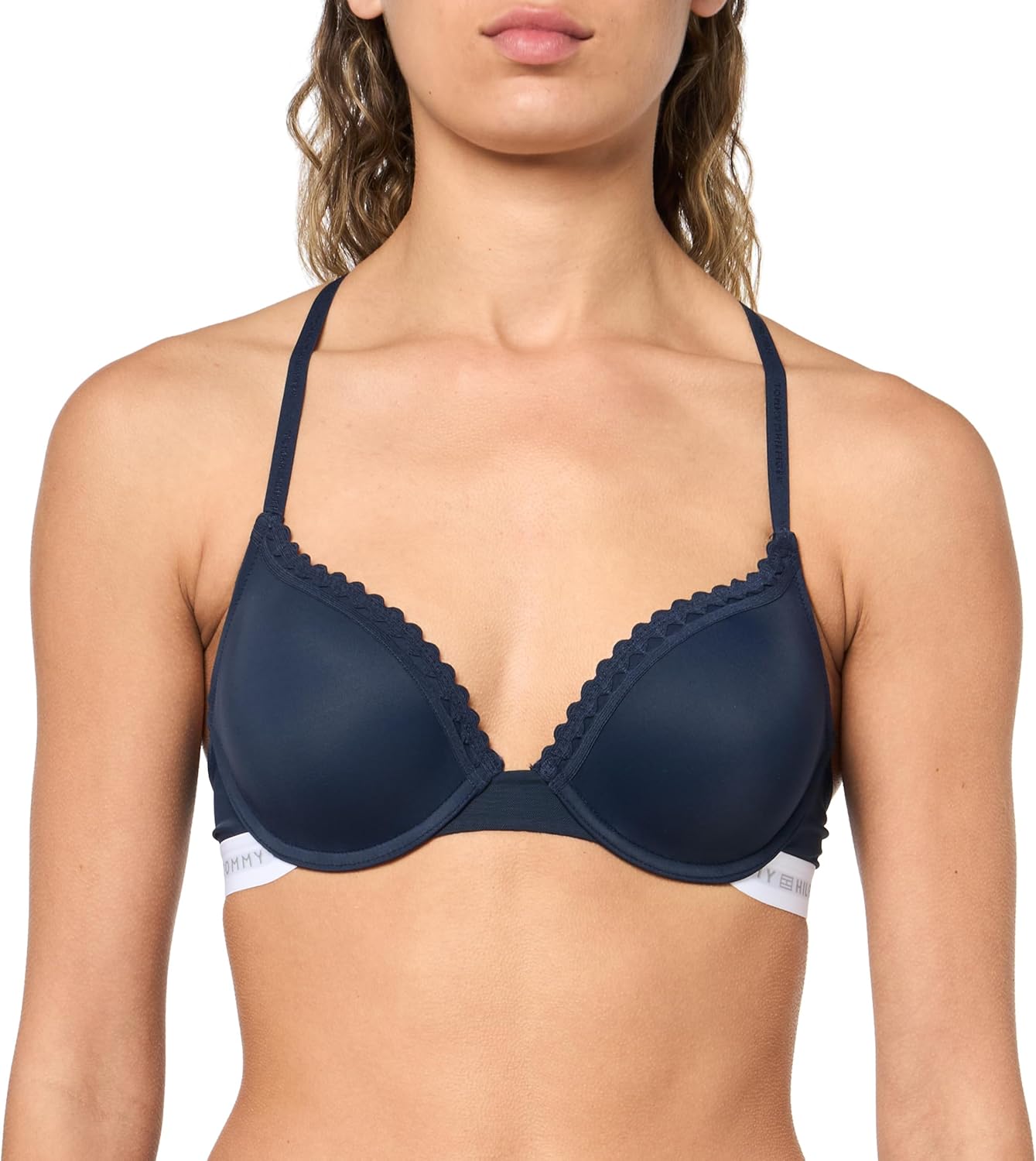 

Женский сетчатый бюстгальтер Tommy Hilfiger RIC-rac Trim Logoband Push-up Micro Bra, Sky Captain