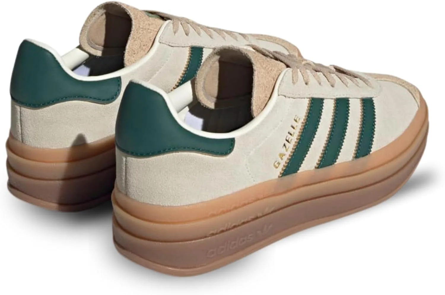 Кроссовки Adidas Gazelle Bold IE0420 - размер 40 EU, зеленый/кремовый — фото 2