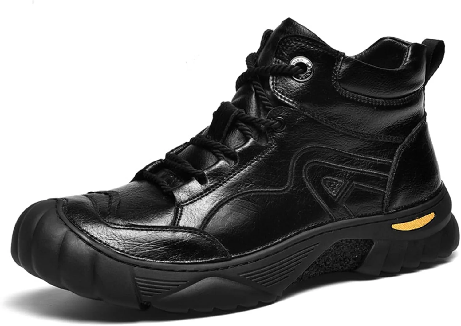 

Мужские кожаные ботинки Crepuscute с шнуровкой, платформой, для походов, водонепроницаемые, противоскользящие, теплые, с круглым носком, зимние, для активного отдыха и прогулок, на щиколотку, черный