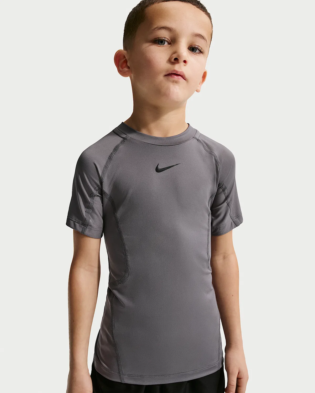 Little Kids' Dri-FIT Short-Sleeve Top Nike Pro, Grey