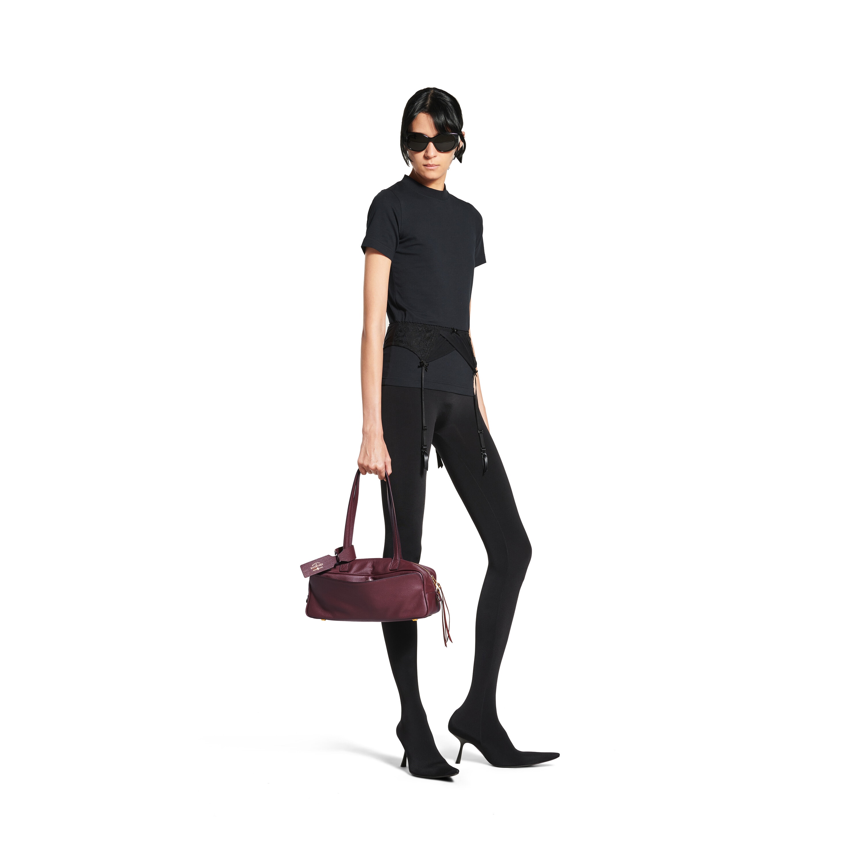 

Маленькая сумка для боулинга Carrie BALENCIAGA, темно-бордовый