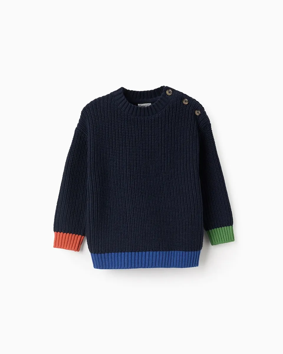 

Детский джемпер для мальчика, 100% хлопок Zippy, темно-синий