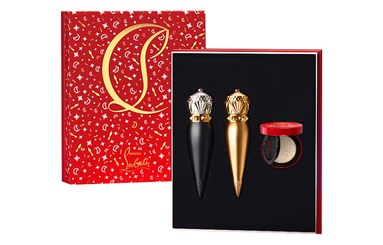 

CL LUBOTING Christmas Limited Queen's Baton Наборы для макияжа, легко растушевываются, не смазываются, 3.8г+3.8г+5г Christian Louboutin, queen baton lipstick #001m 3.8g+queen baton lipstick #515 3.8g+mini air cushion 5g