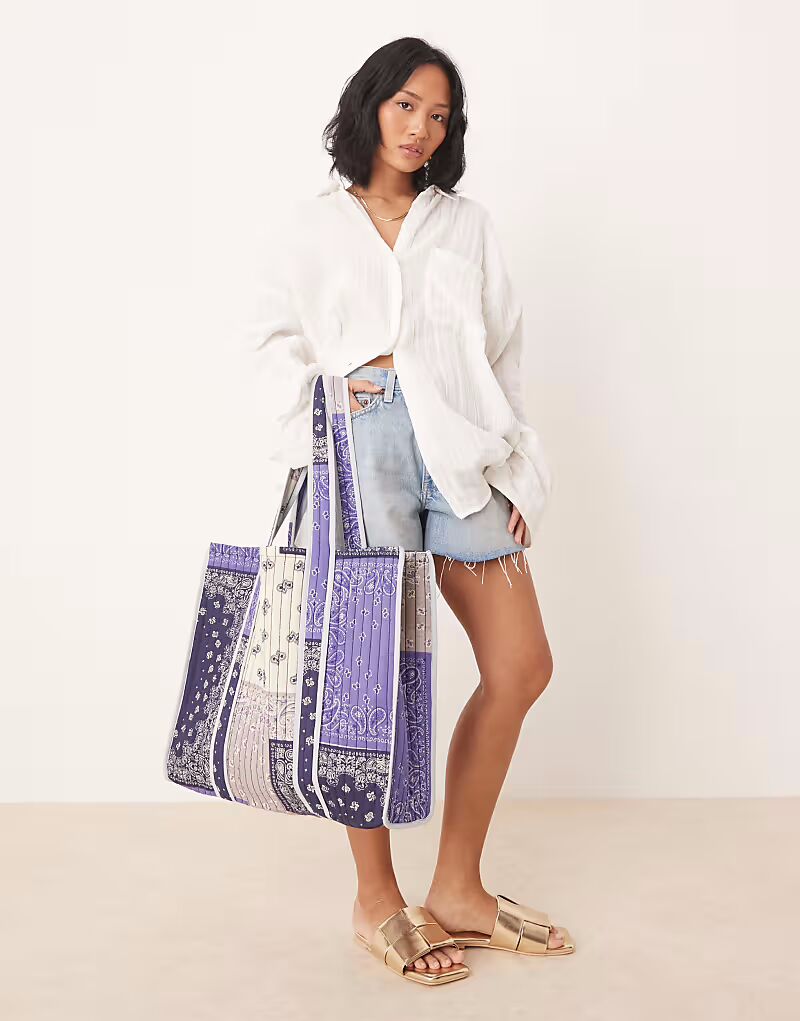 

Стеганая сумка-тоут ASOS DESIGN в стиле пэчворк