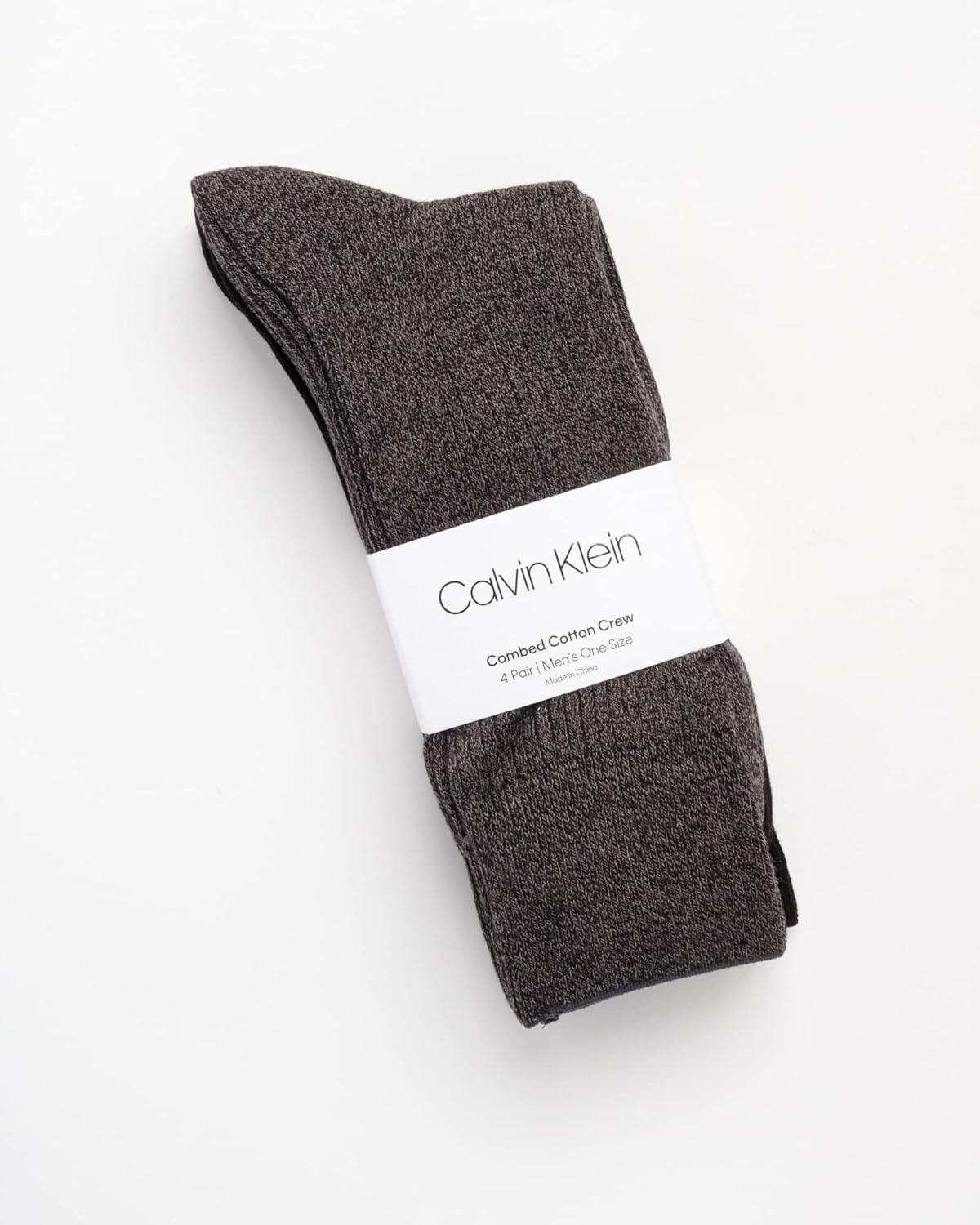 Мужские носки Calvin Klein Crew Socks - 4 пары, легкие, влагоотводящие, мягкие, спортивные носки для мужчин, для занятий спортом и бега, Grey/Black — фото 2