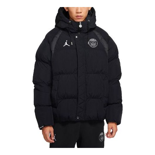 

Куртка Men's Air Jordan Paris Saint-Germain Badge Hooded Loose Padded Black Jacket