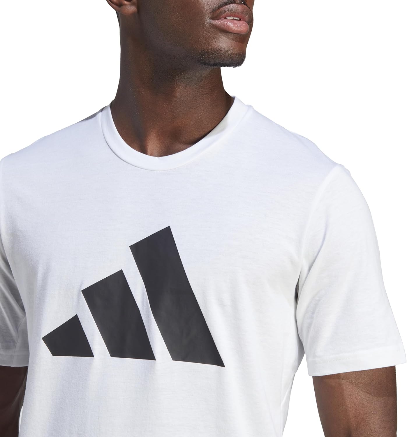 Мужская тренировочная футболка Adidas BXH37 с коротким рукавом, логотипом Train Essentials Feelready, белый/черный — фото 3
