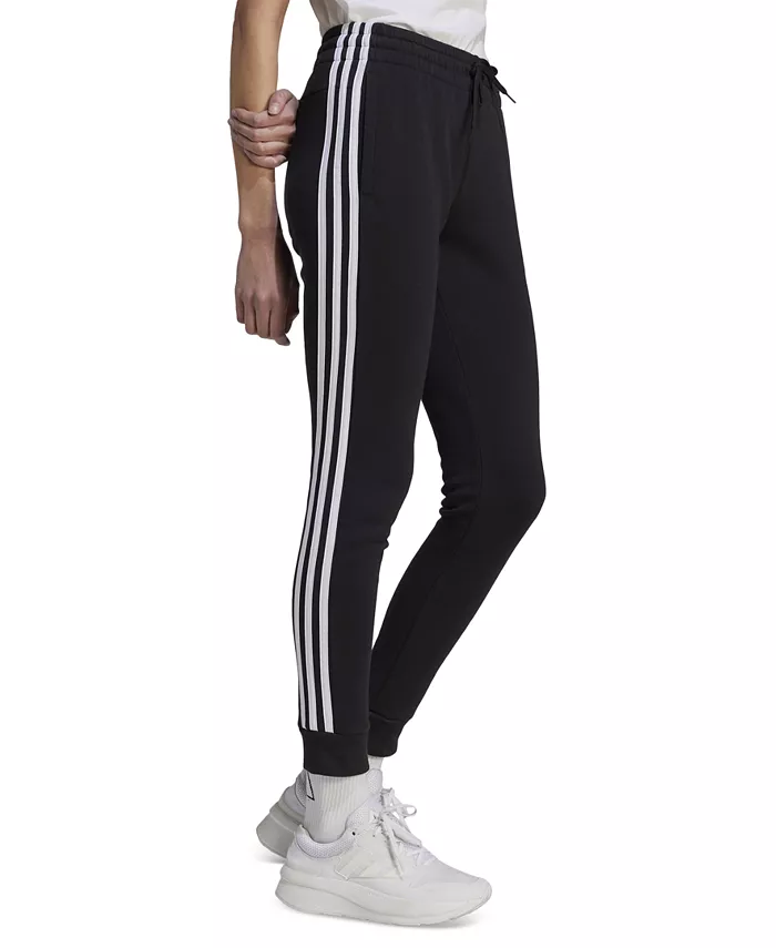 Женские джоггеры из флисового хлопка с 3 полосками adidas, черный — фото 3