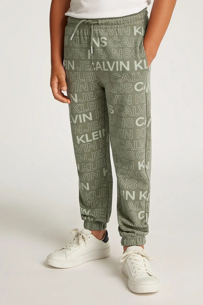

Детские хлопковые спортивные штаны Calvin Klein Jeans, зеленый