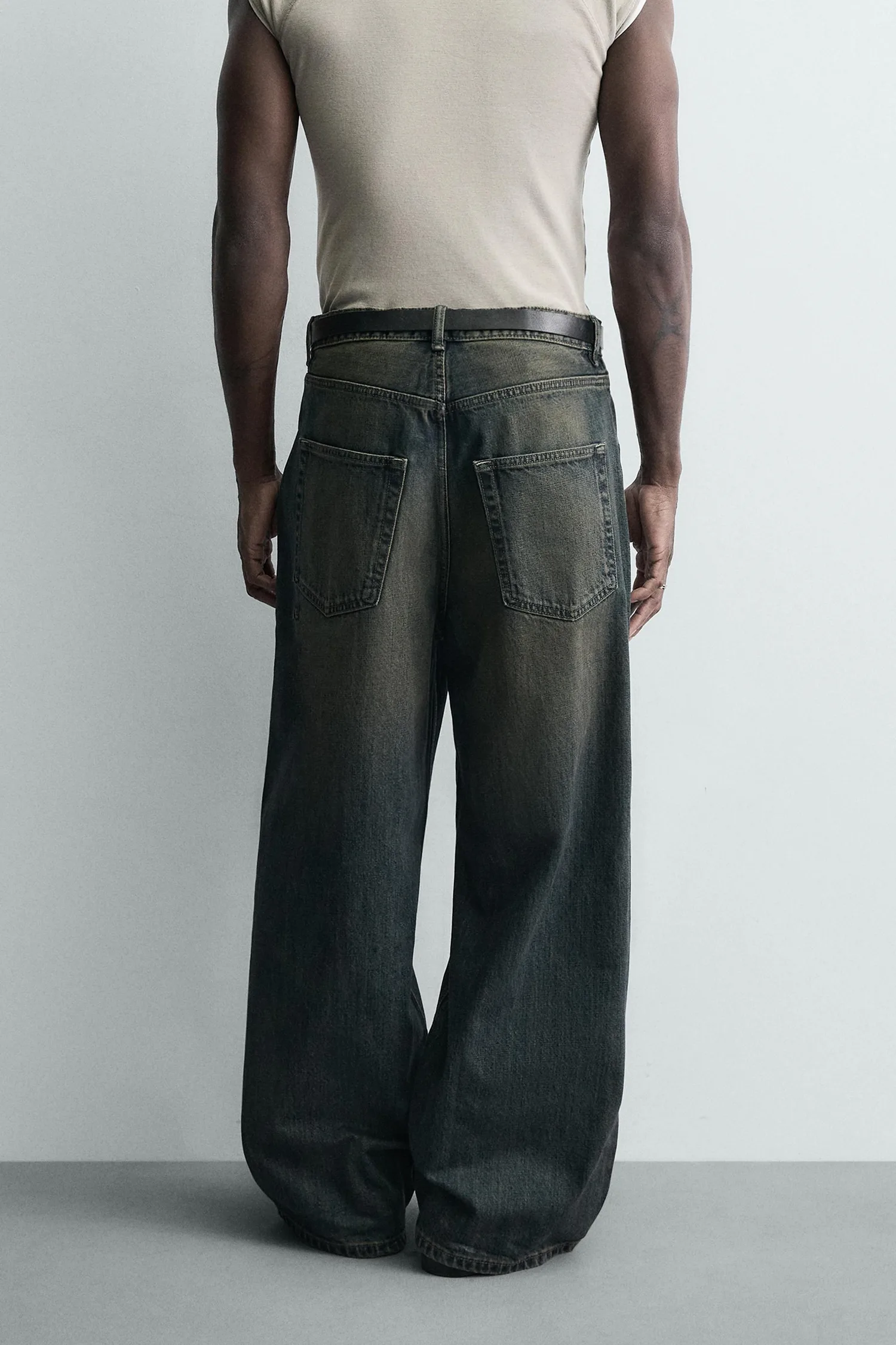 Рваные джинсы свободного кроя Zara, синий/зеленый — фото 3