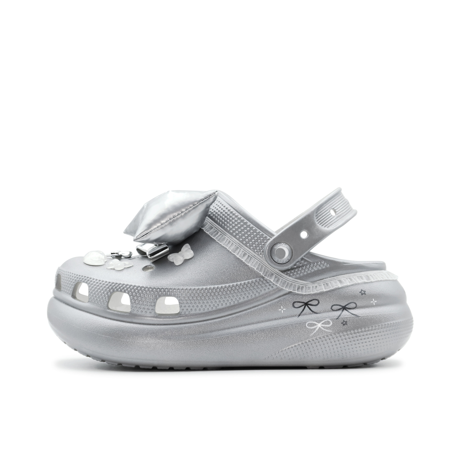 Классические кроксы Unisex балетные серебристо-белые Crocs