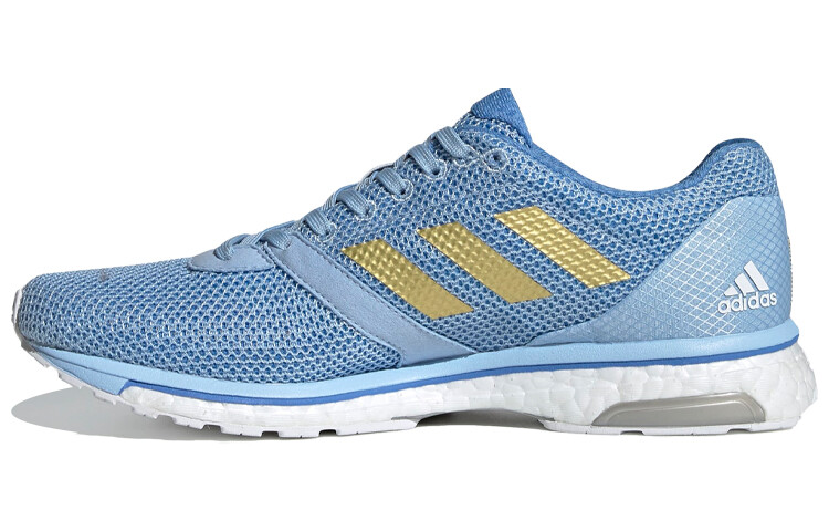 

Кроссовки Adizero Adios 4 женские с низким верхом, синие/белые/золотые Adidas