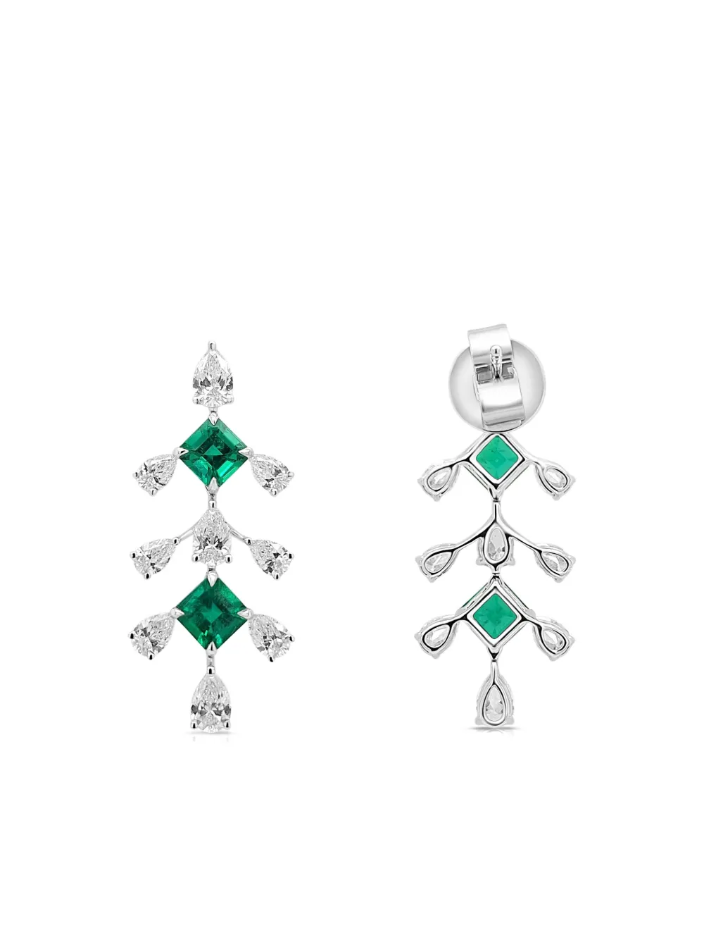 

Серьги из белого золота с бриллиантами и изумрудами HYT Jewelry, серебяный