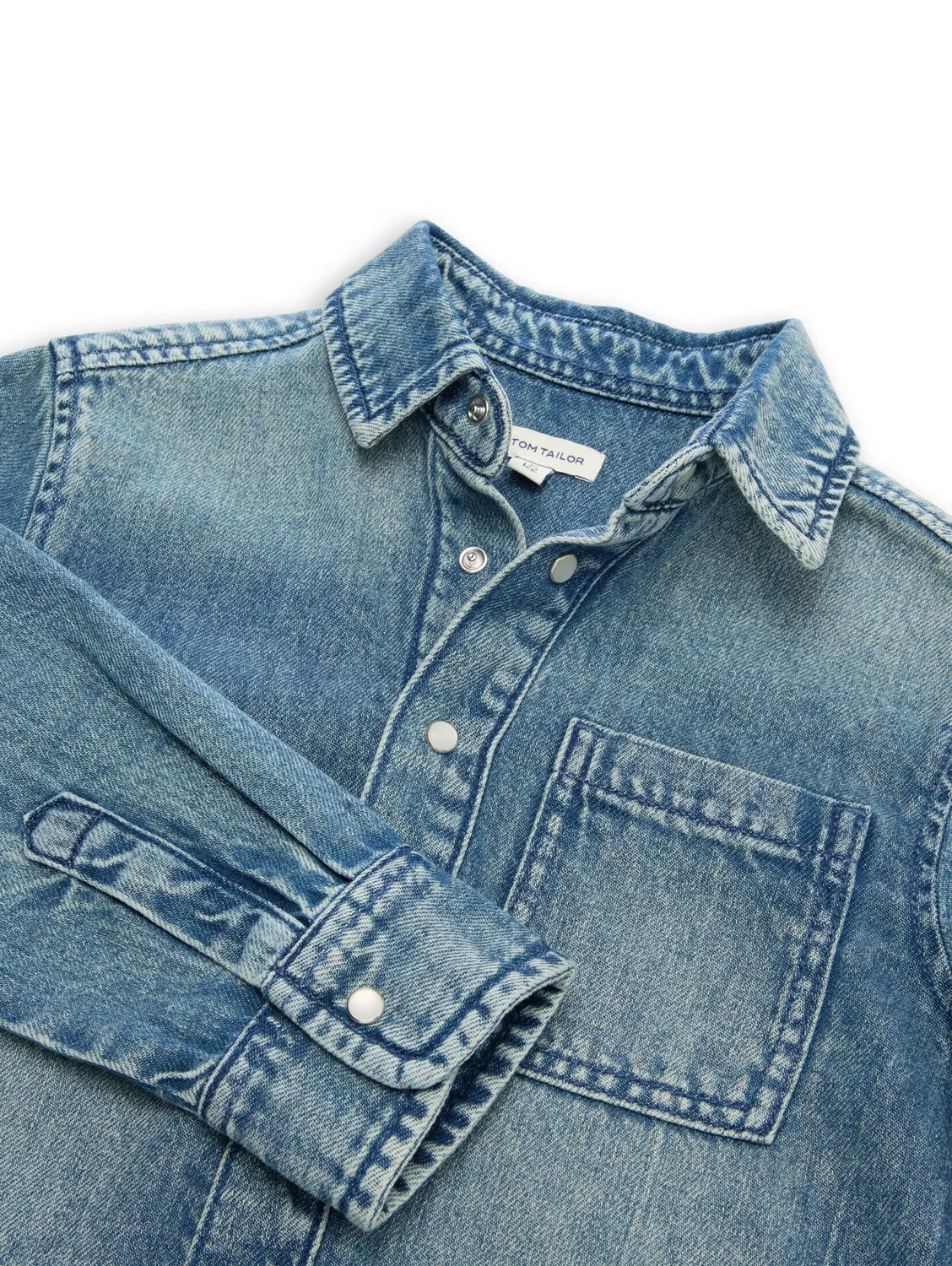 Рубашка на пуговицах стандартного кроя Tom Tailor, Blue Denim — фото 3