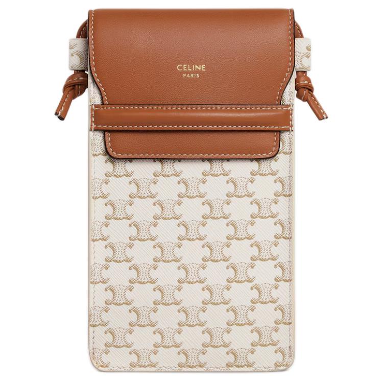 

CELINE Триумф кожаный наплечный поясной чехол для телефона унисекс коричневый белый