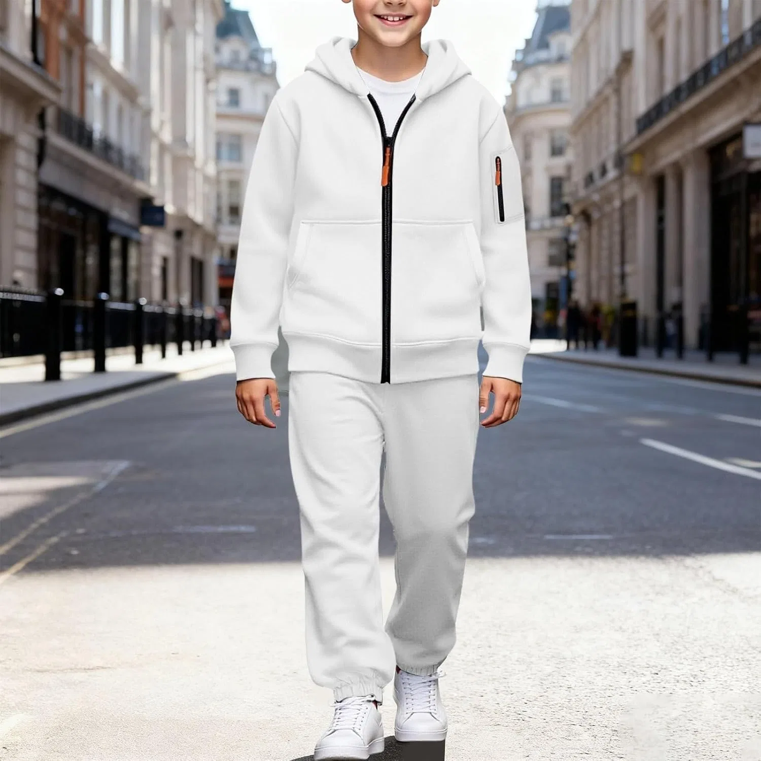 Детский спортивный костюм из флиса, Generic, 2 предмета, White — фото 4