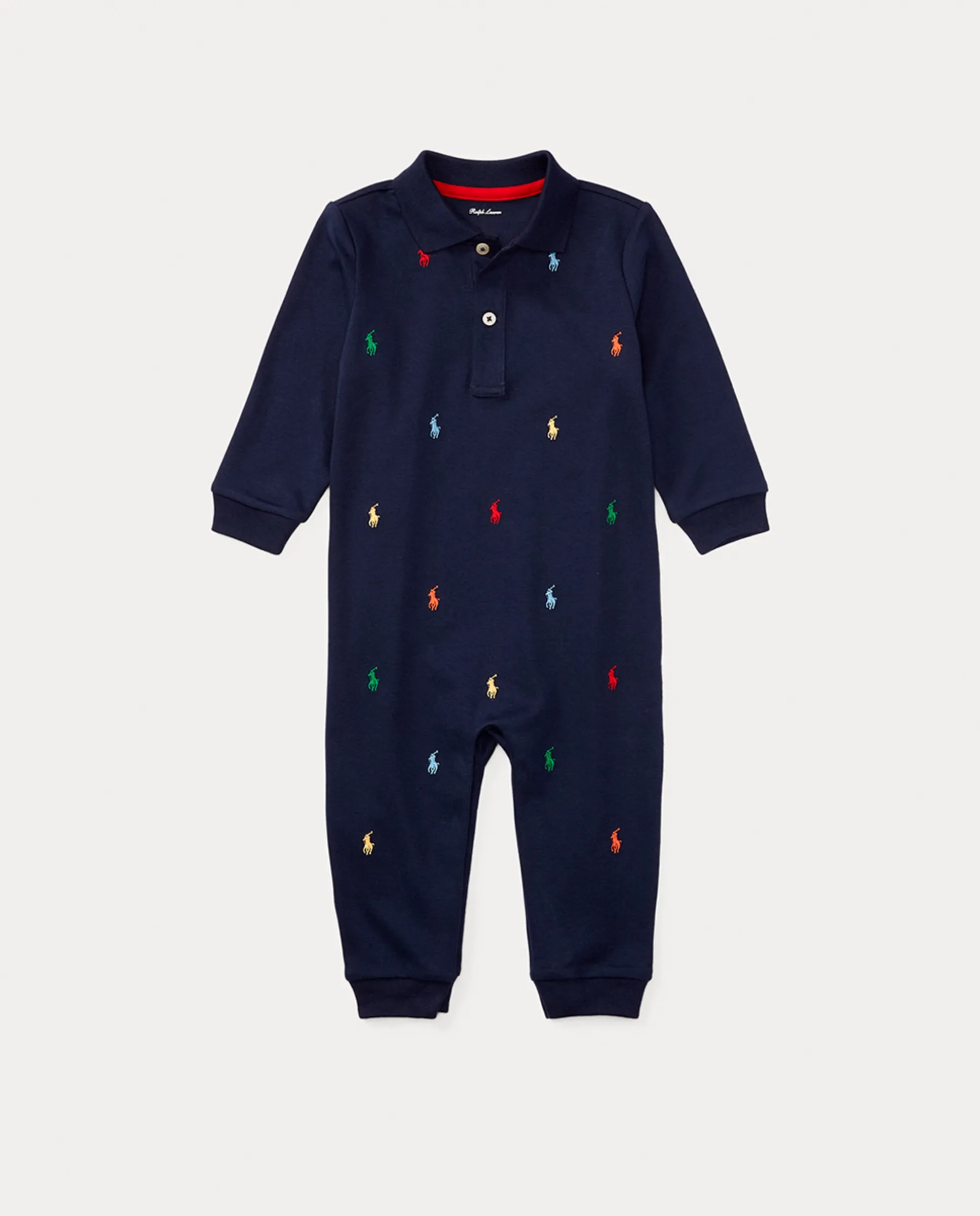 

Детский хлопковый комбинезон для мальчика с лошадкой Polo Ralph Lauren, темно-синий