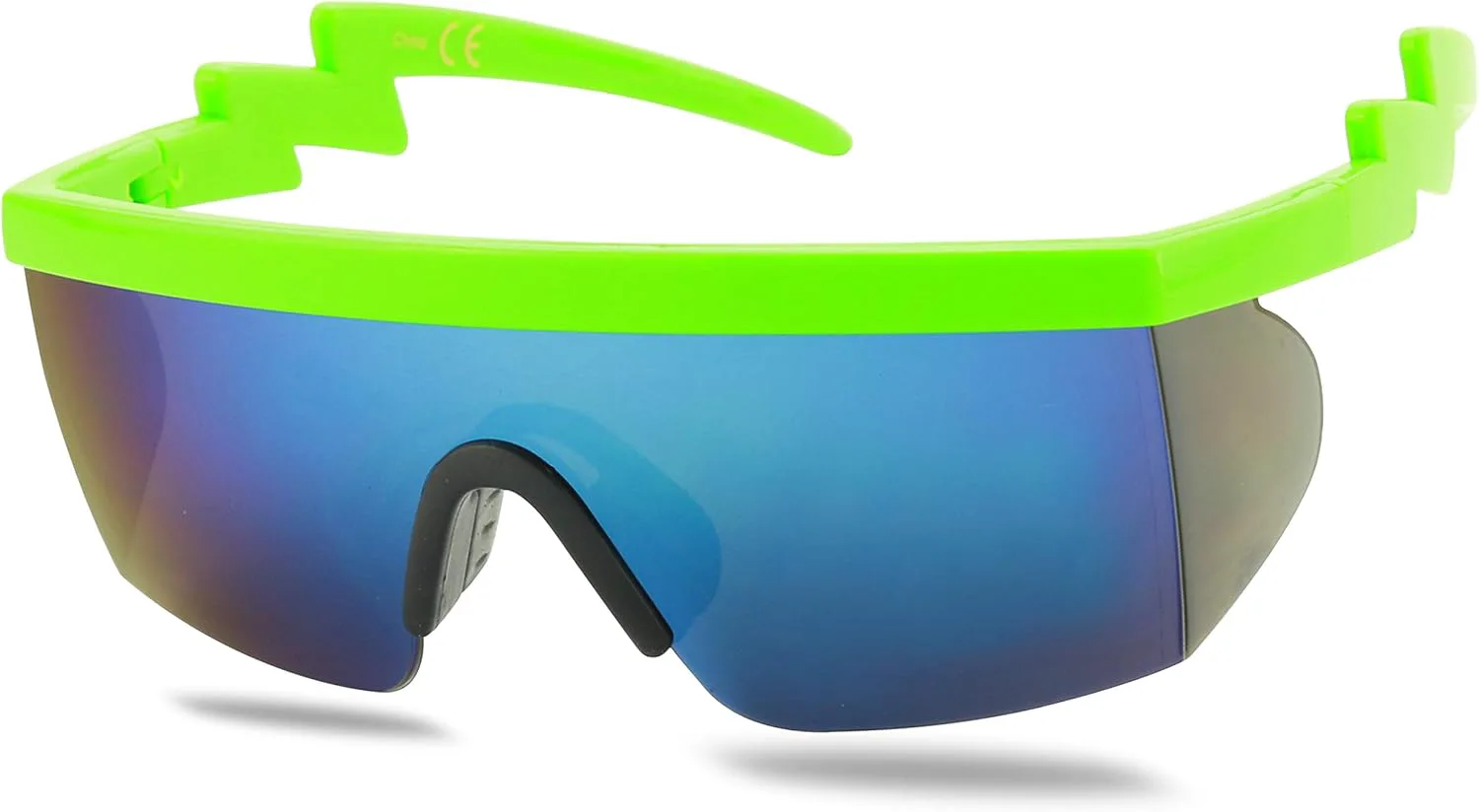 

Солнцезащитные очки ShadyVEU Semi Rimless в стиле 80-х: ретро, ​​неоновые зеркальные, радужные, красочные, с зигзагообразным рисунком, в стиле рейв, Green Frame