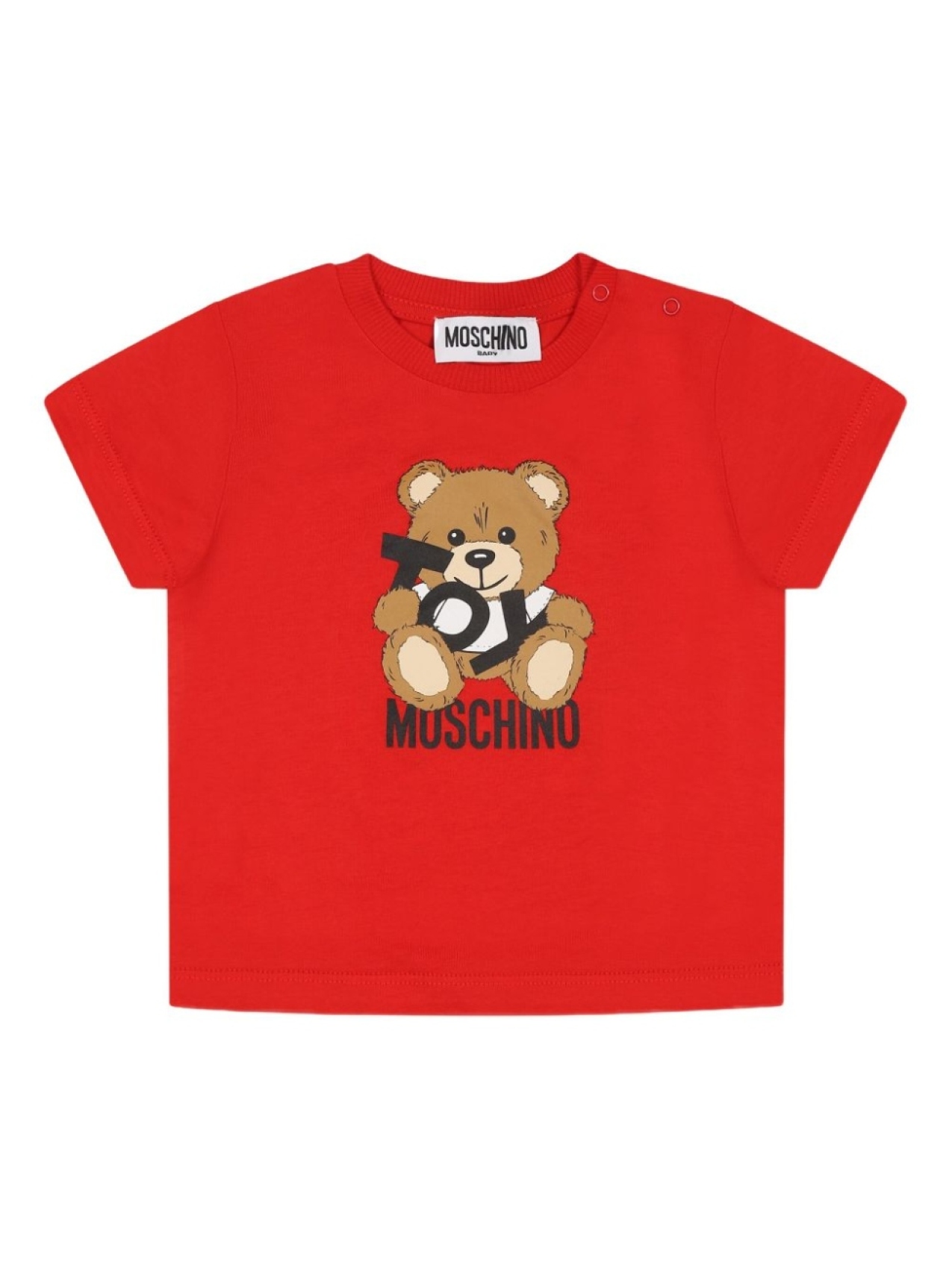 

Футболка с принтом плюшевого мишки Moschino Kids, красный