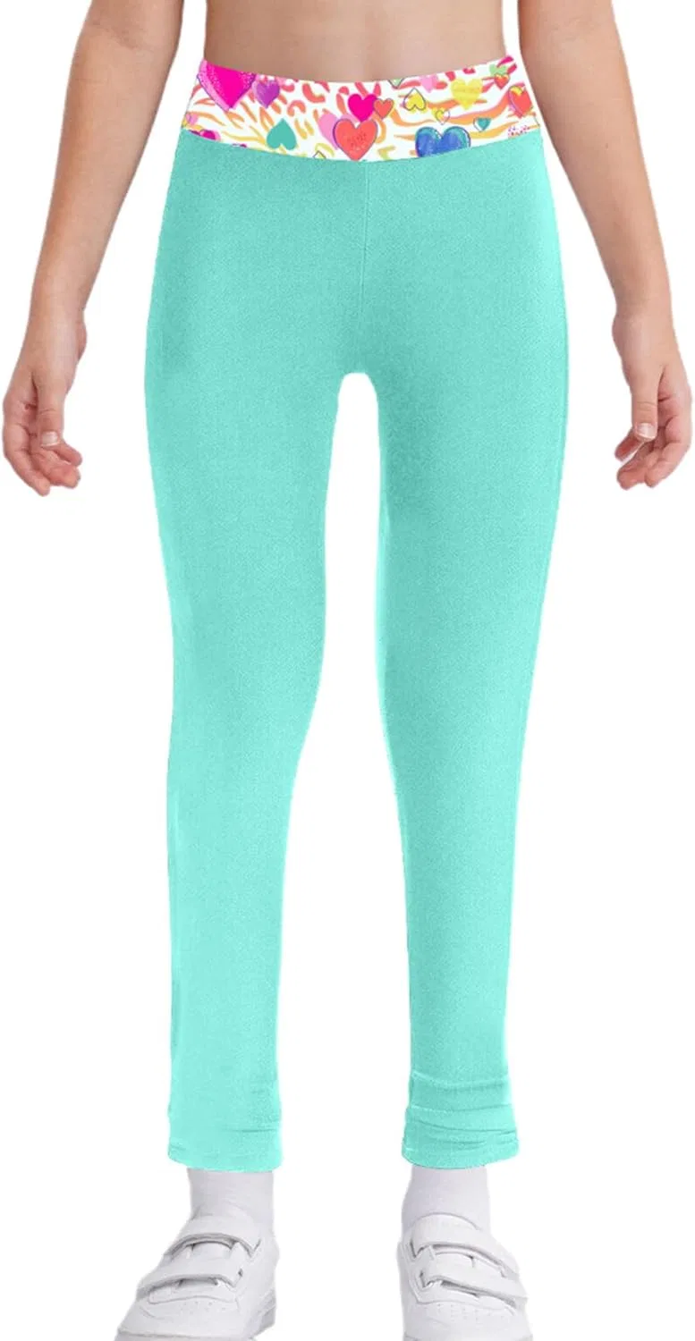 Детские леггинсы для танцев и йоги Loodgao с цветочным принтом, Light Green
