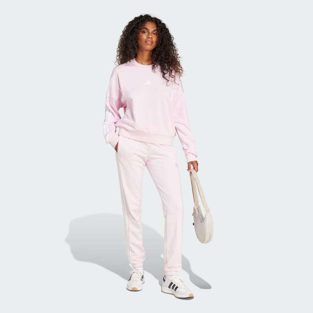Спортивные брюки Adidas Essentials 3-Stripes French Terry Cuffed Pants, цвет Clear Pink/White — фото 3